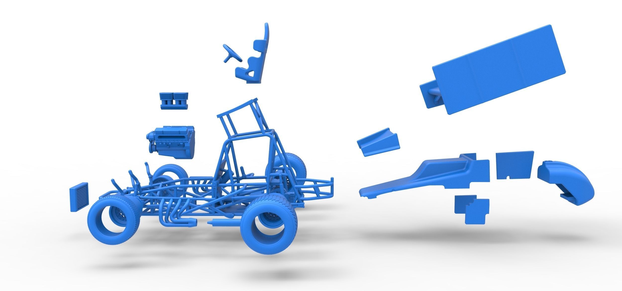 Vintage Winged Sprint car Scale 1 to 25 3D print model_55