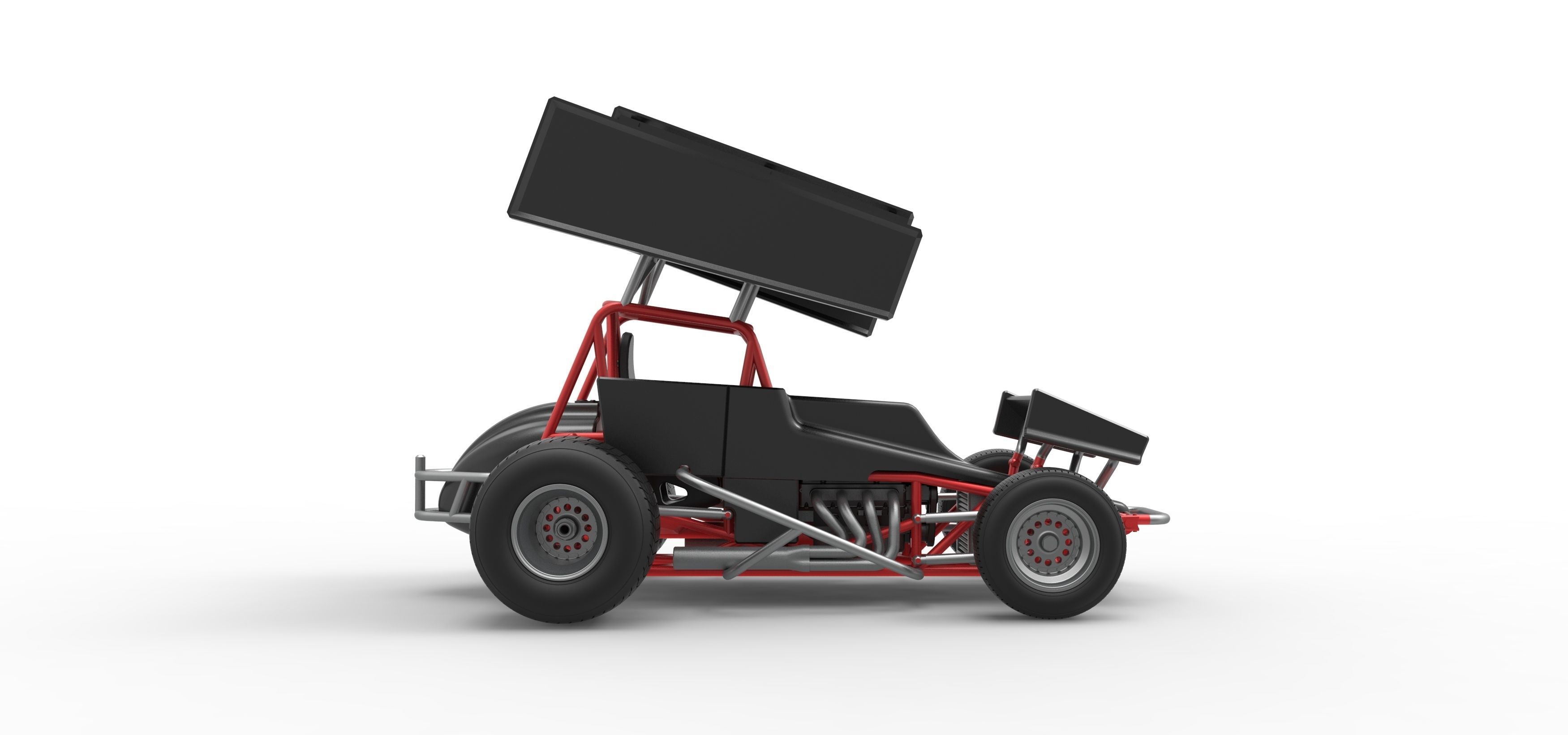 Vintage Winged Sprint car Scale 1 to 25 3D print model_20