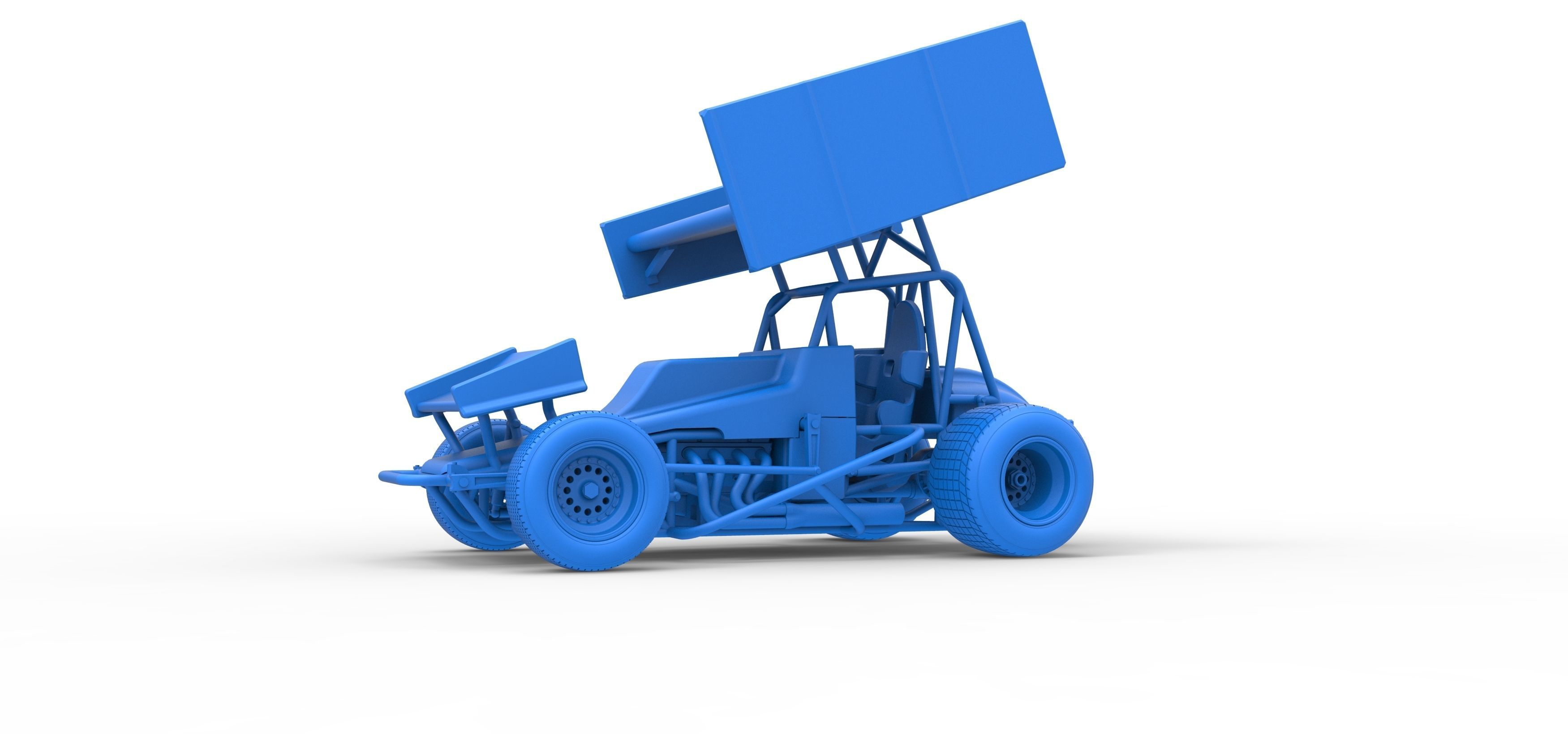 Vintage Winged Sprint car Scale 1 to 25 3D print model_27