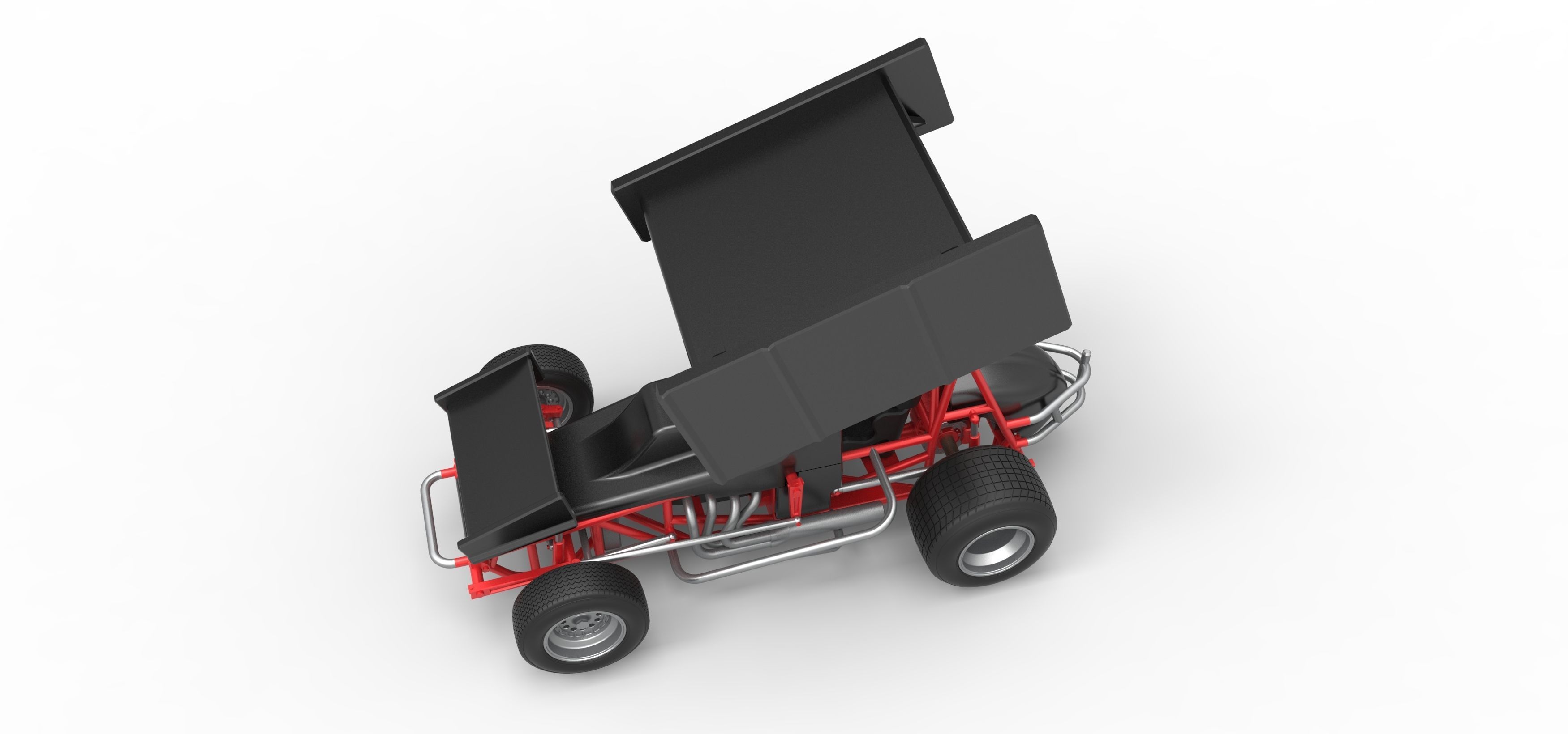 Vintage Winged Sprint car Scale 1 to 25 3D print model_4