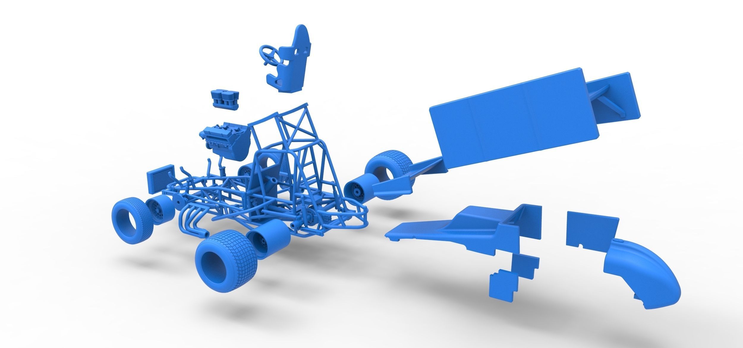 Vintage Winged Sprint car Scale 1 to 25 3D print model_57