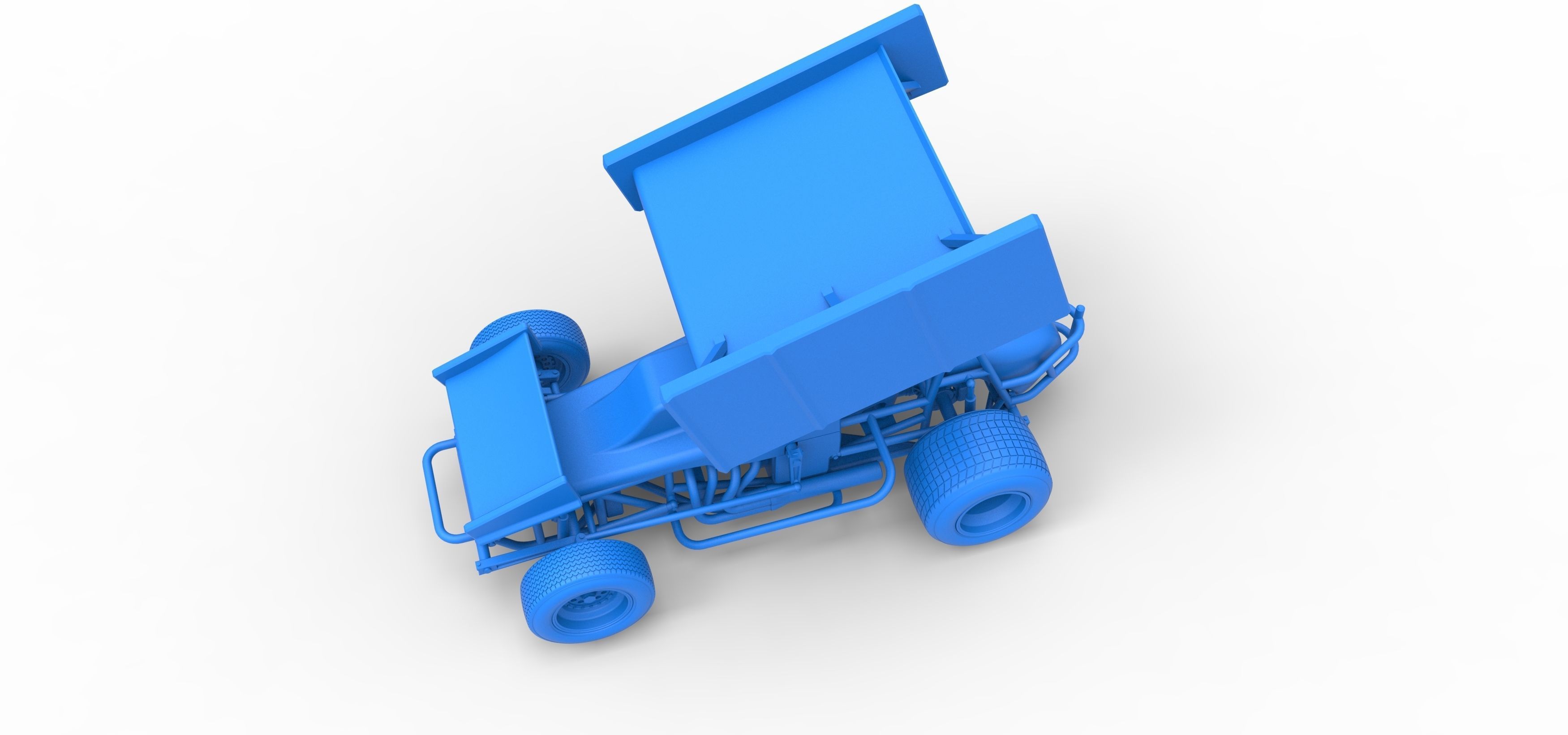 Vintage Winged Sprint car Scale 1 to 25 3D print model_29