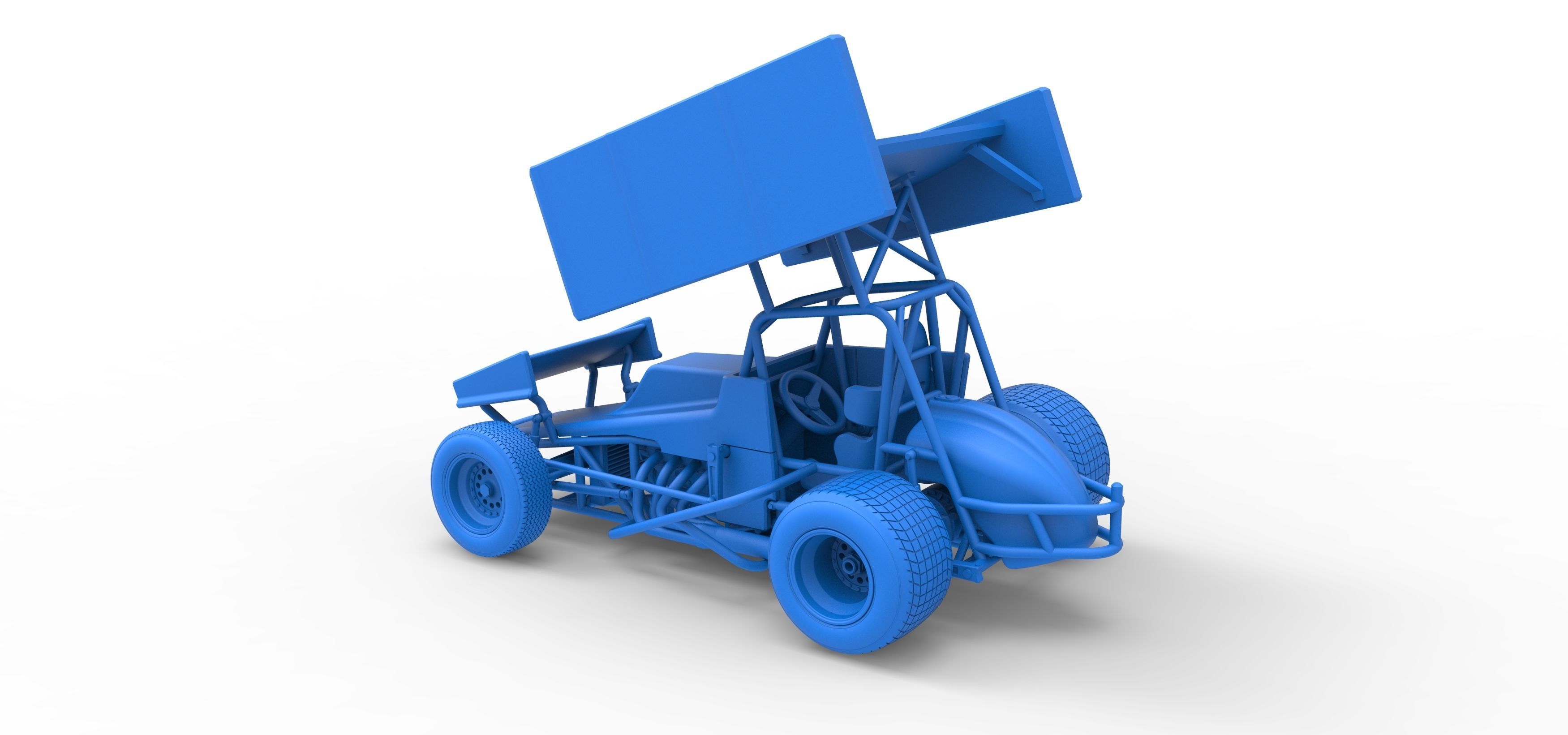 Vintage Winged Sprint car Scale 1 to 25 3D print model_37