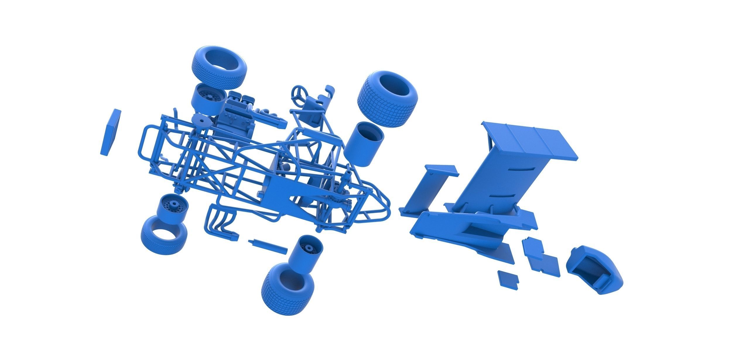 Vintage Winged Sprint car Scale 1 to 25 3D print model_53
