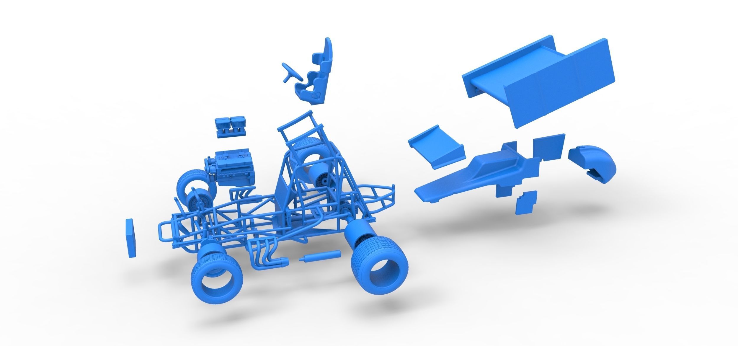 Vintage Winged Sprint car Scale 1 to 25 3D print model_51