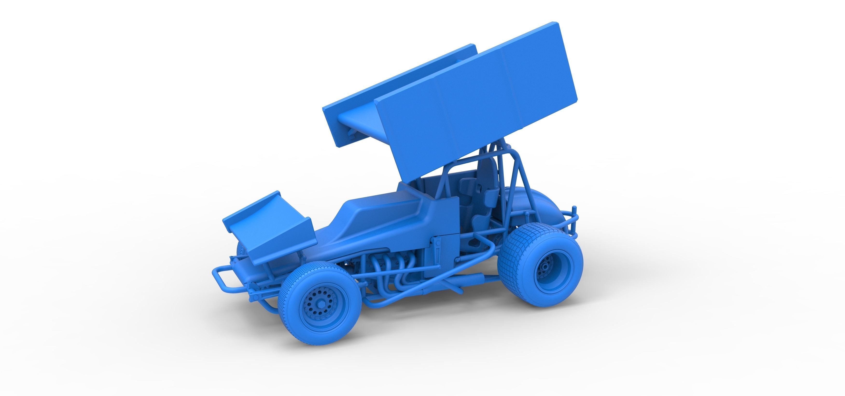 Vintage Winged Sprint car Scale 1 to 25 3D print model_26