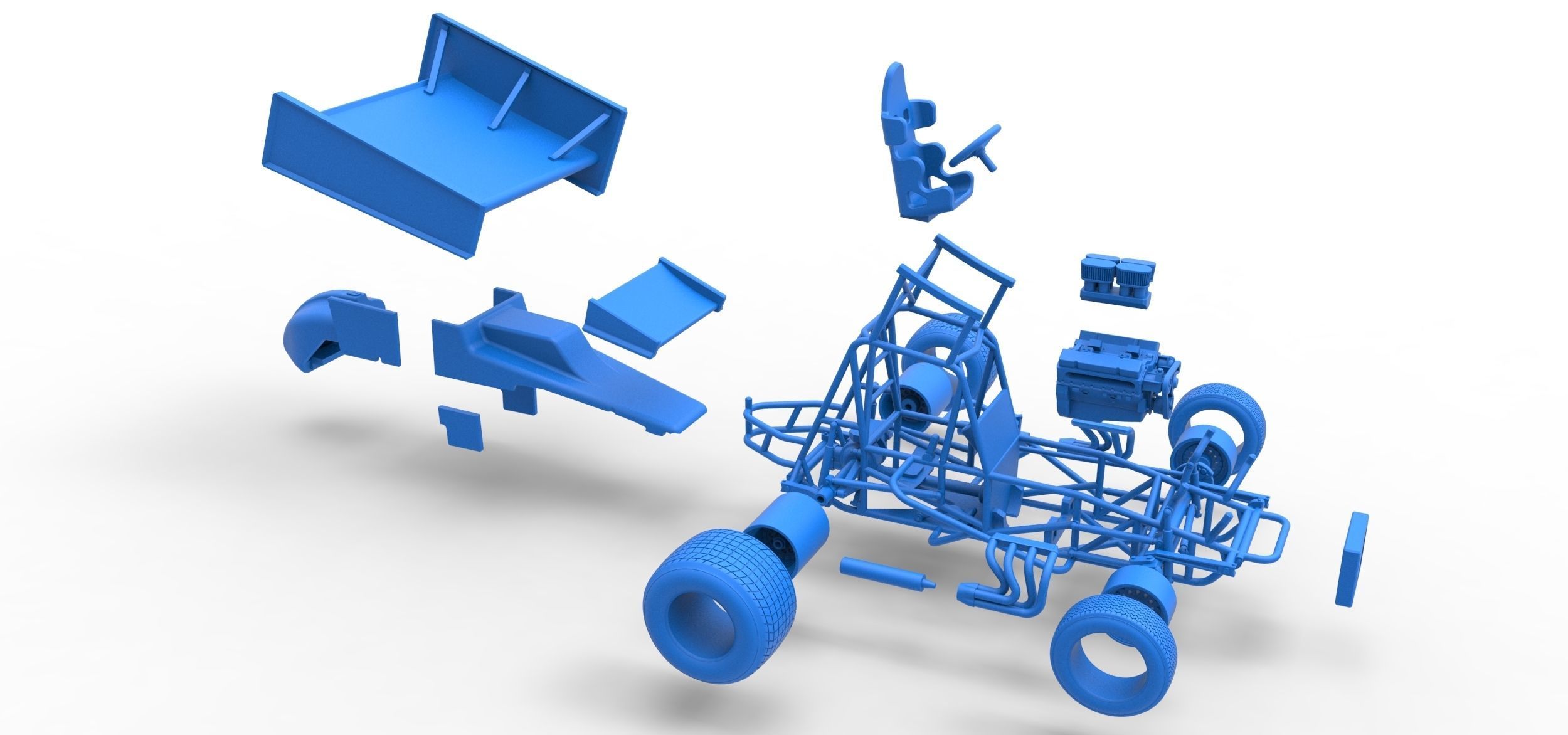 Vintage Winged Sprint car Scale 1 to 25 3D print model_61