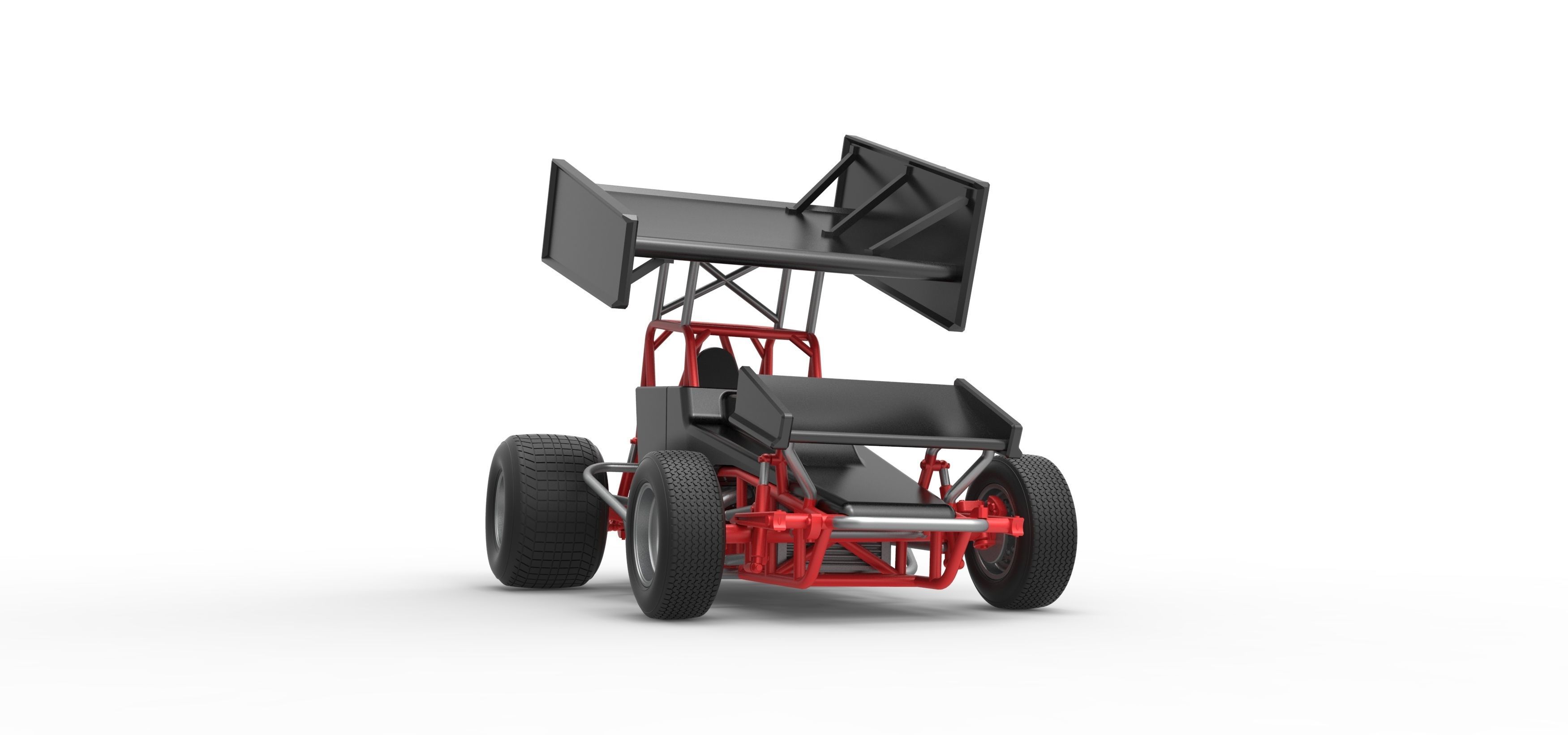 Vintage Winged Sprint car Scale 1 to 25 3D print model_25
