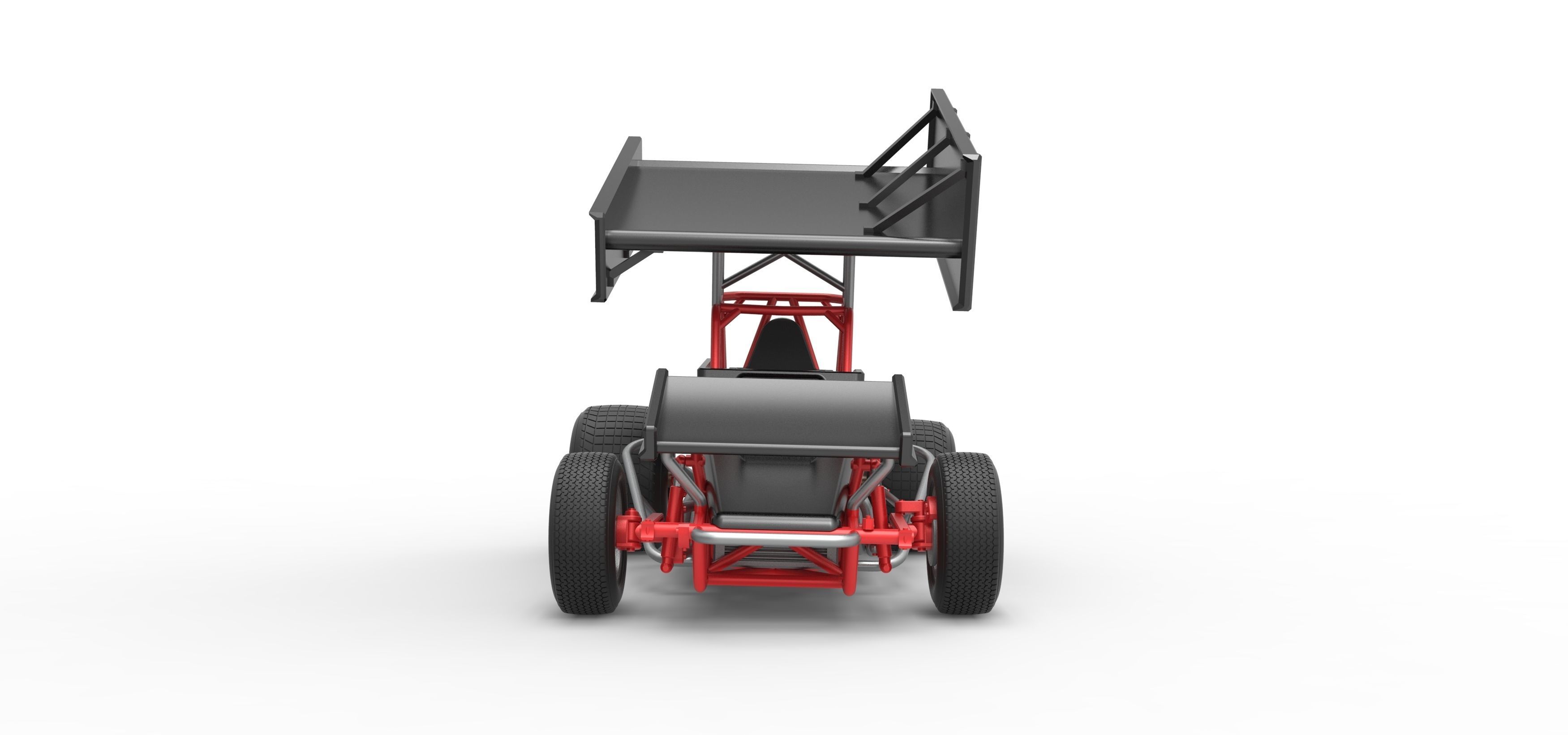 Vintage Winged Sprint car Scale 1 to 25 3D print model_7