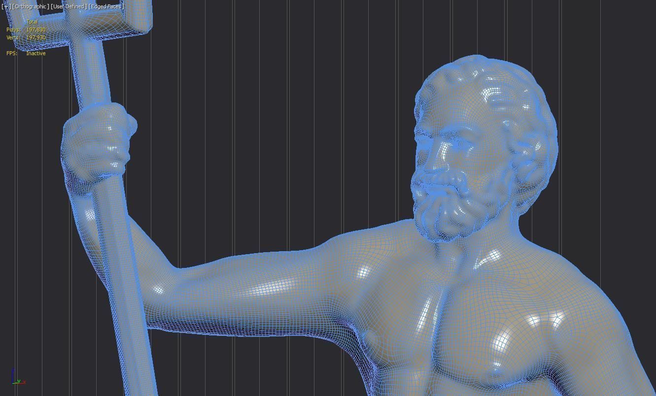 Poseidon Statue 3D model_4