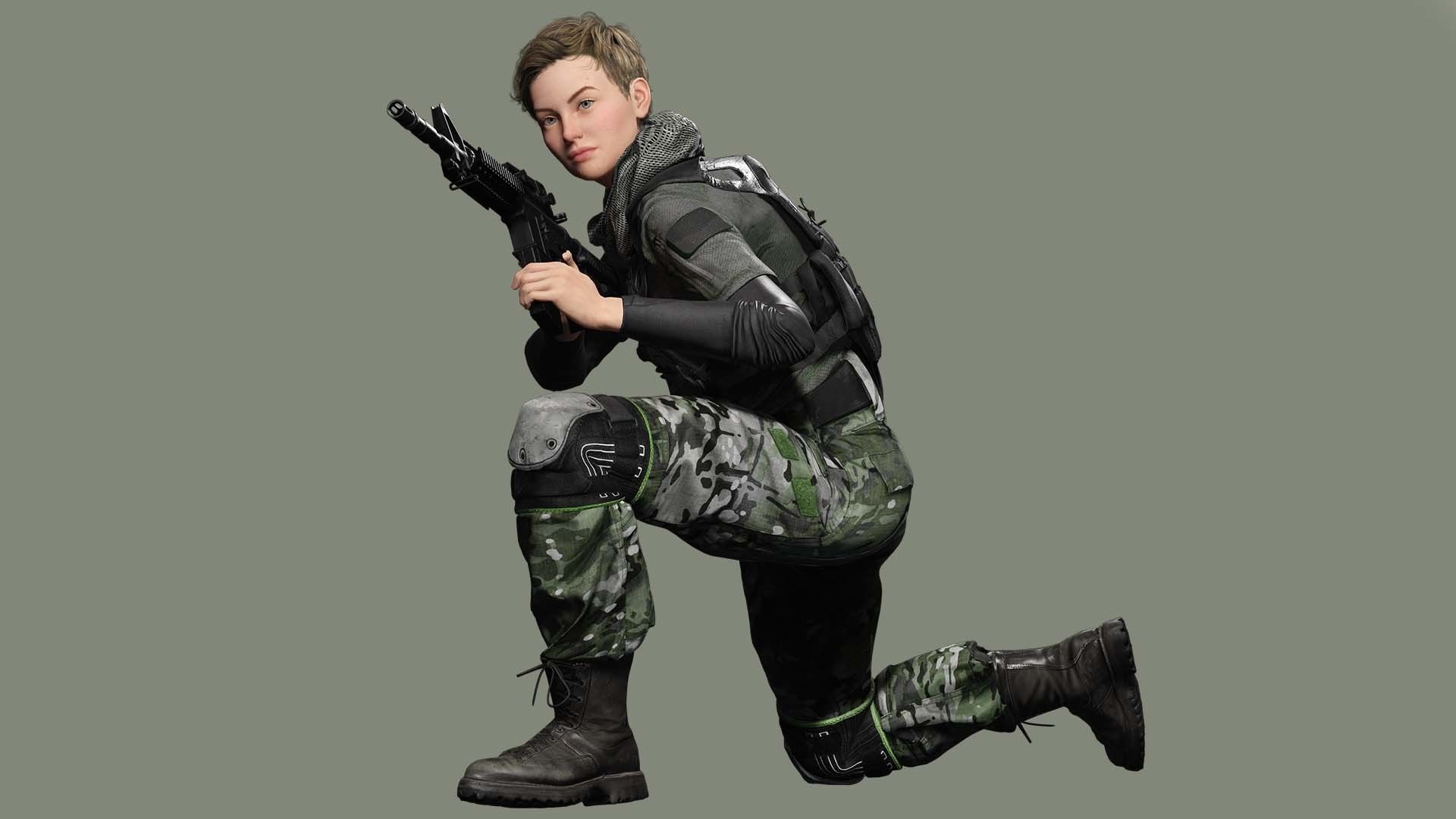 Amelia - Military Muse Command In Style Low-poly 3D model_9