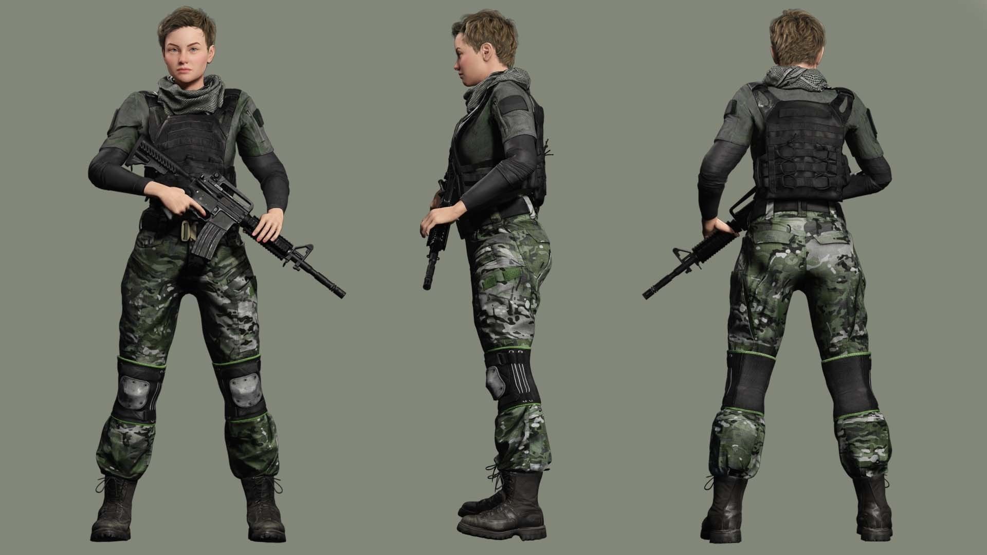 Amelia - Military Muse Command In Style Low-poly 3D model_4