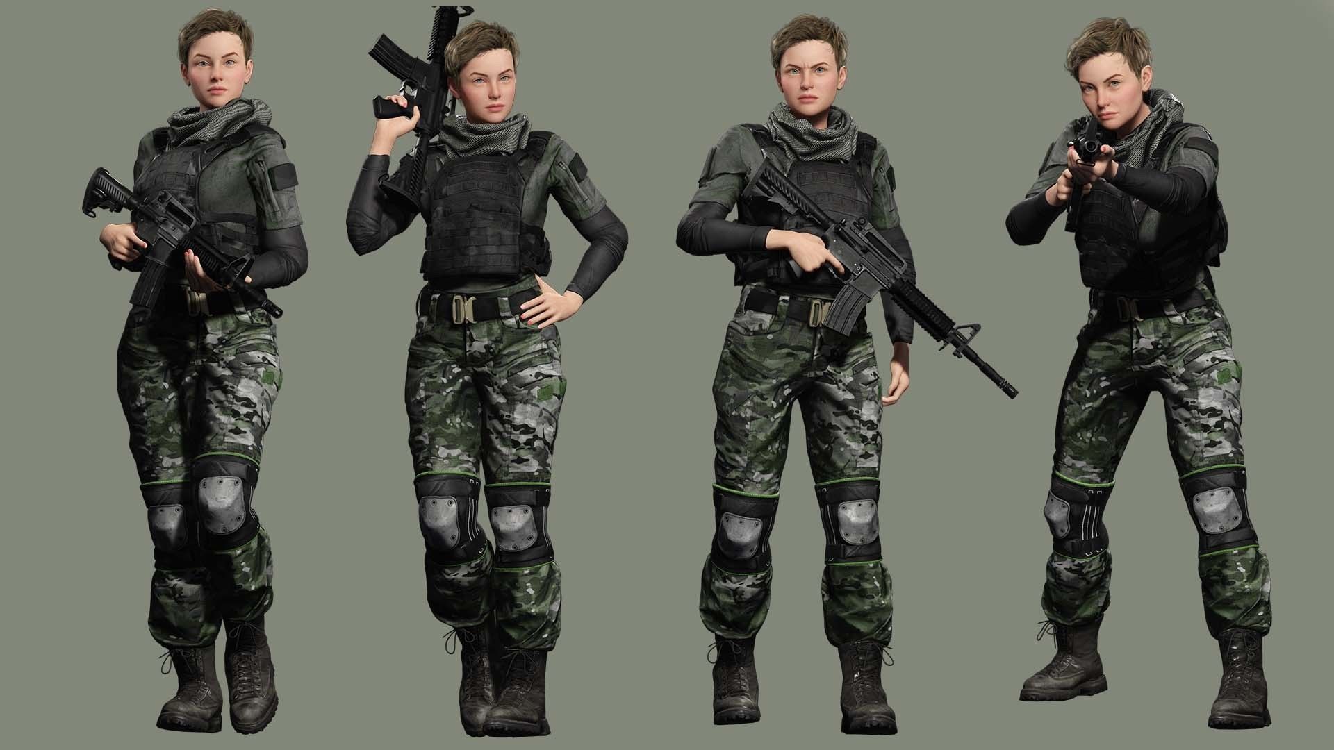 Amelia - Military Muse Command In Style Low-poly 3D model_2