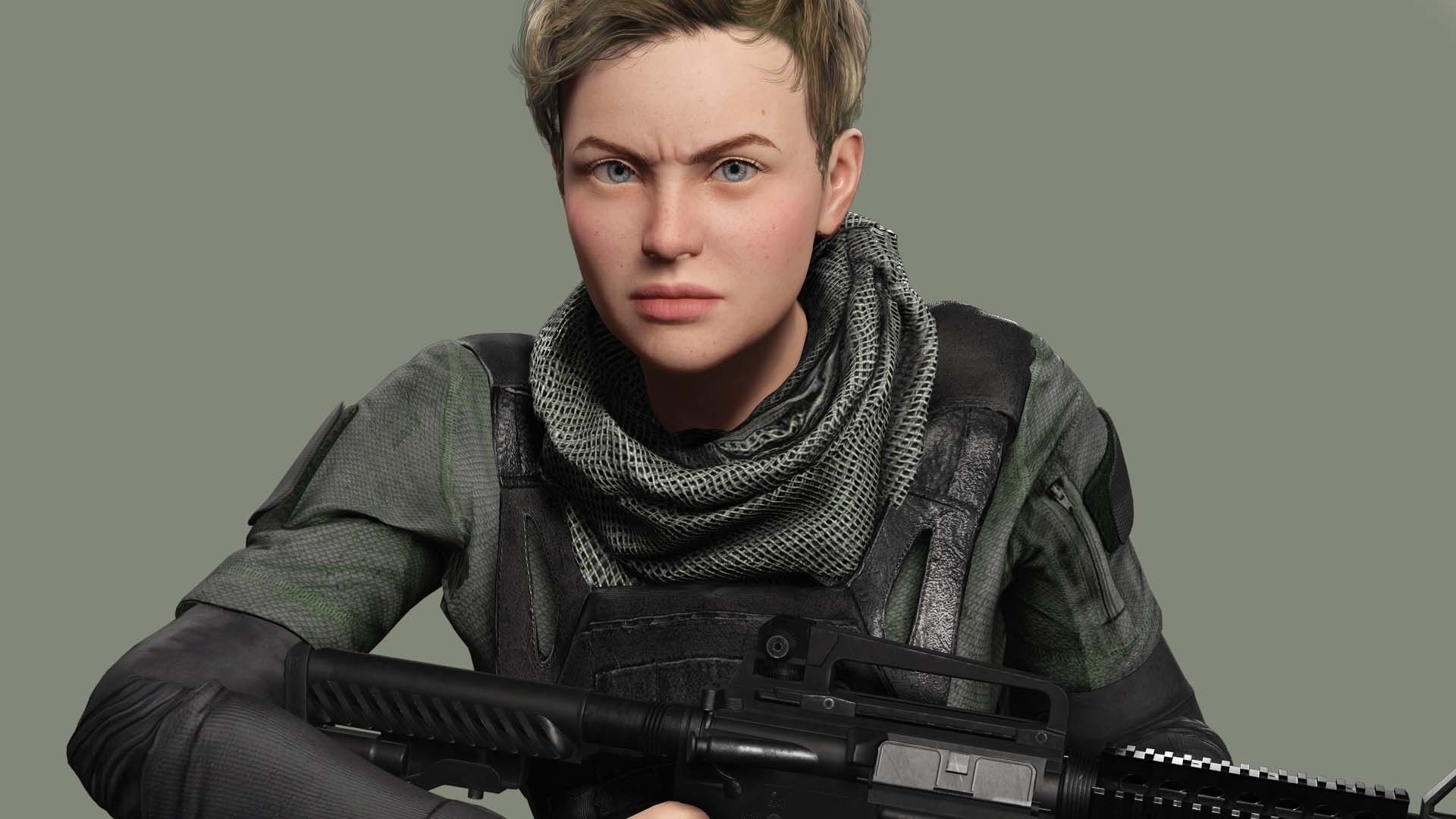 Amelia - Military Muse Command In Style Low-poly 3D model_8