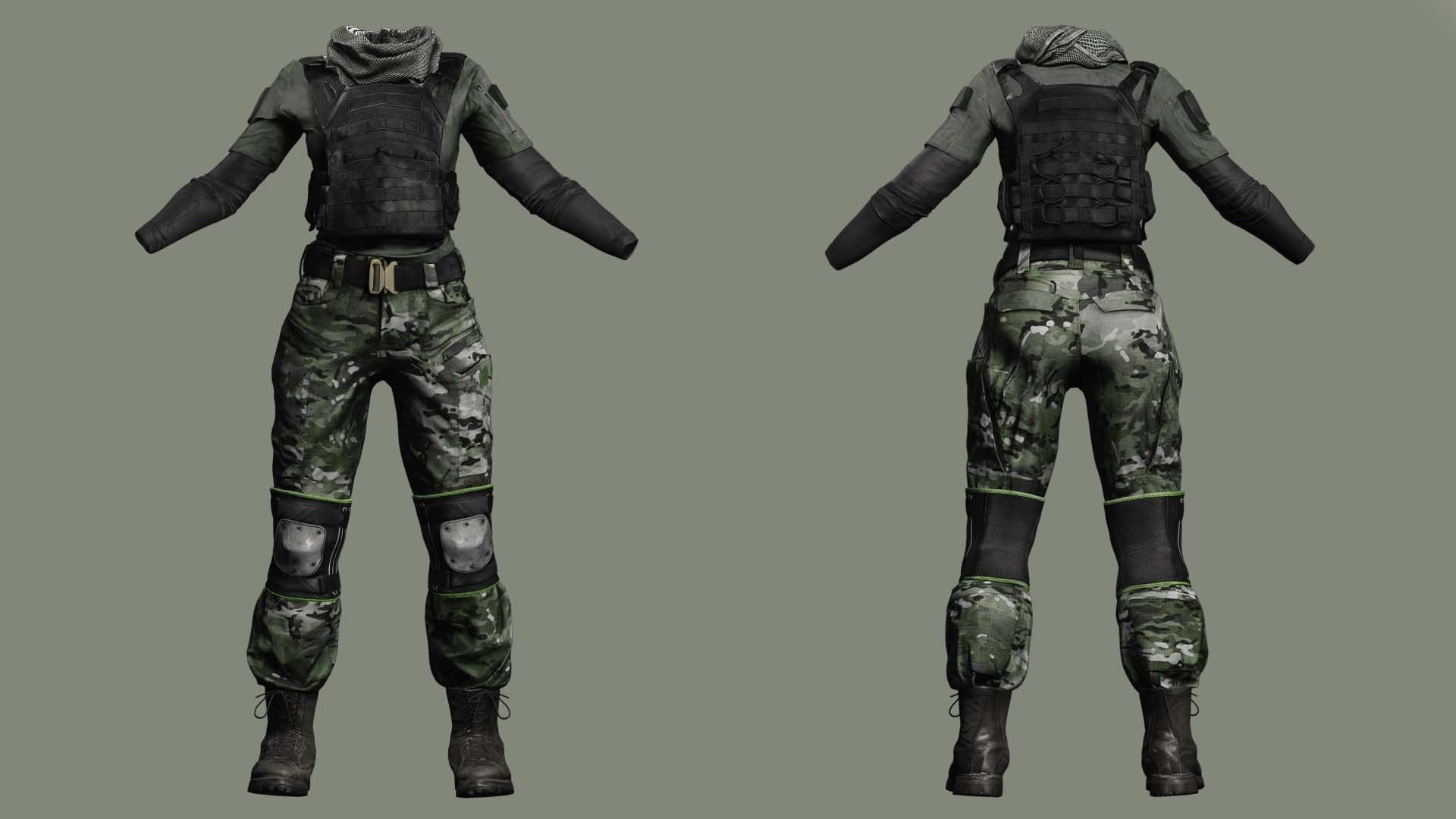 Amelia - Military Muse Command In Style Low-poly 3D model_7