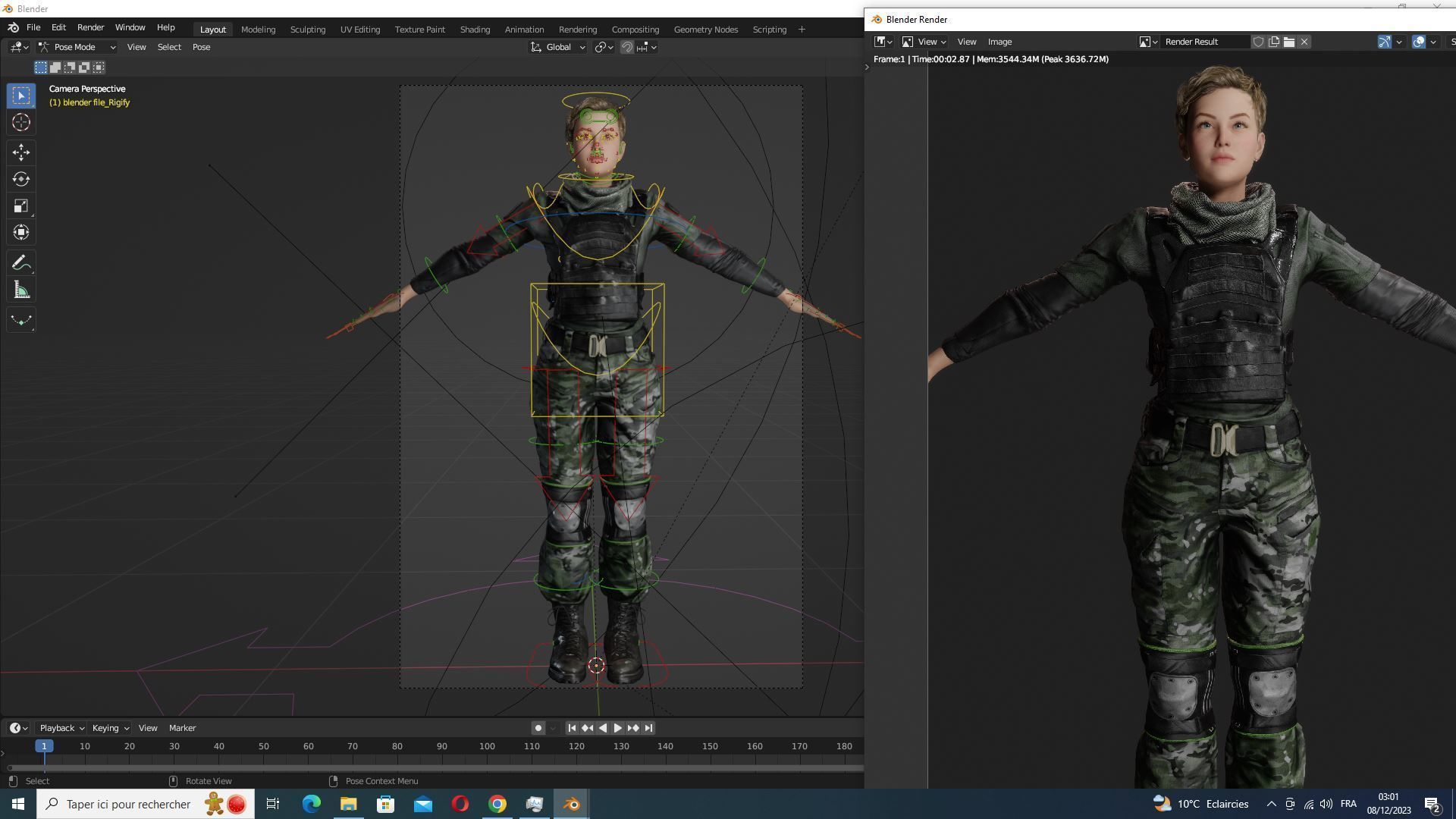Amelia - Military Muse Command In Style Low-poly 3D model_24