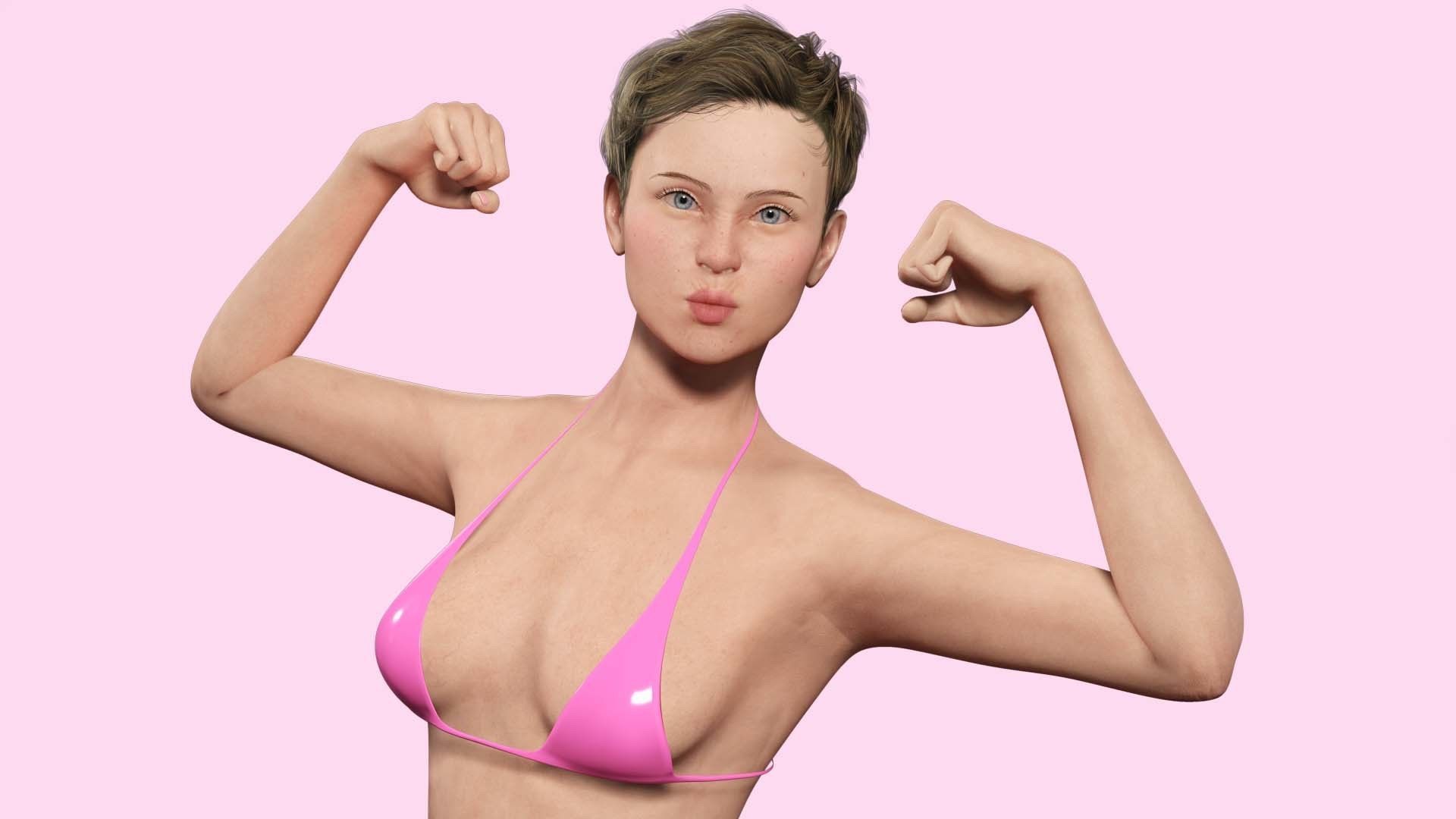 Amelia - Military Muse Command In Style Low-poly 3D model_17