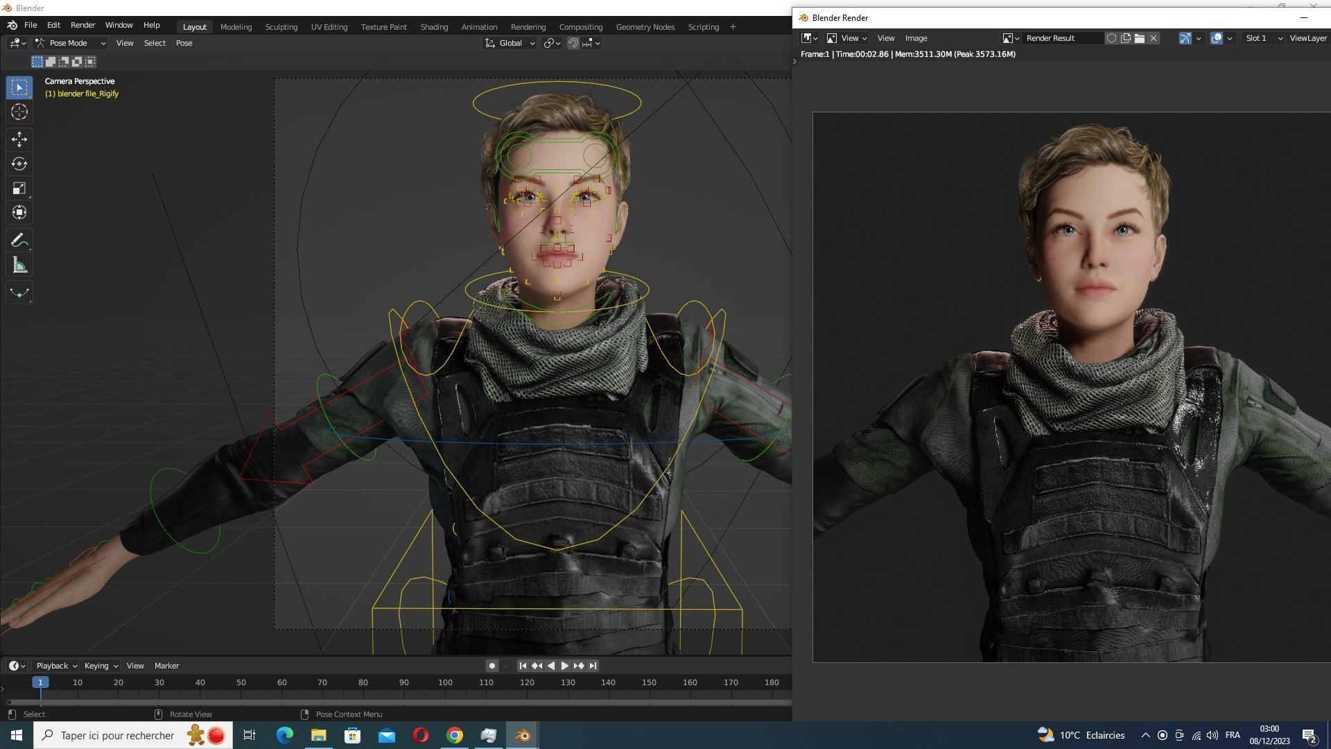Amelia - Military Muse Command In Style Low-poly 3D model_26