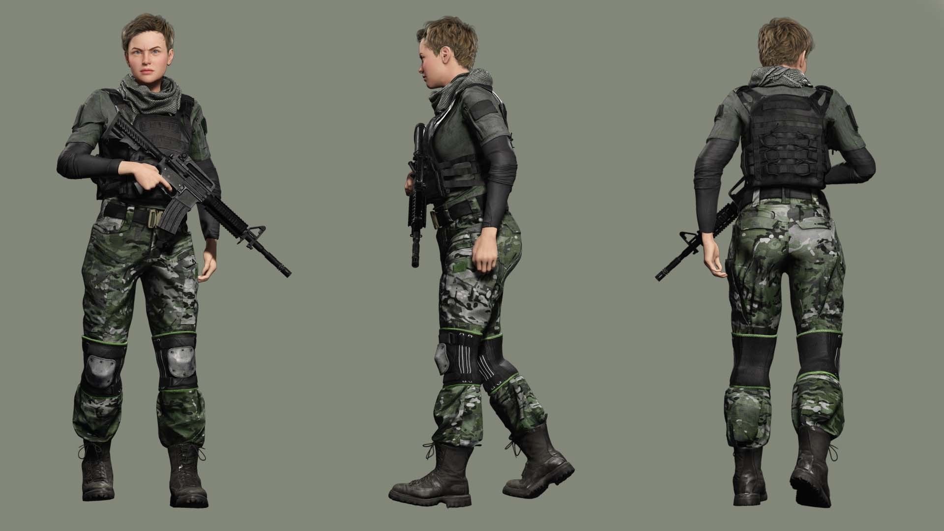 Amelia - Military Muse Command In Style Low-poly 3D model_3
