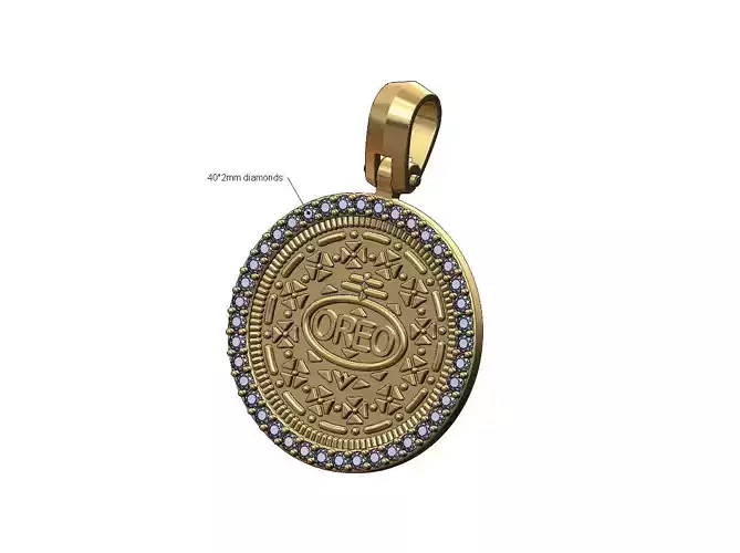 Oreo cookie diamond pendant 3D print model