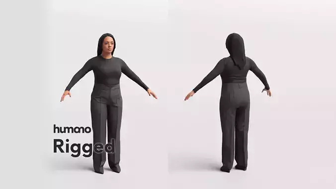 Rigged elegant black woman - sweter and trousers - 080-4578