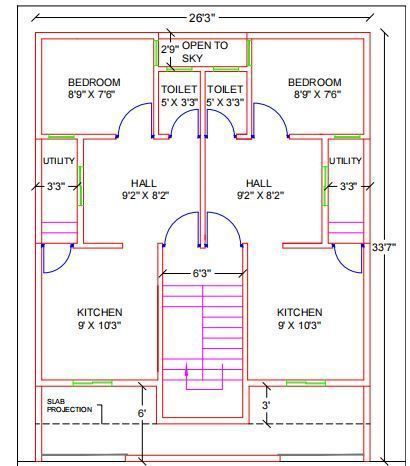 2D Plan of duplex house 3D model 3D printable | CGTrader