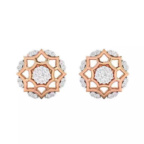 Flower High Jewelry Diamond Earrings 3dm stl renders details
