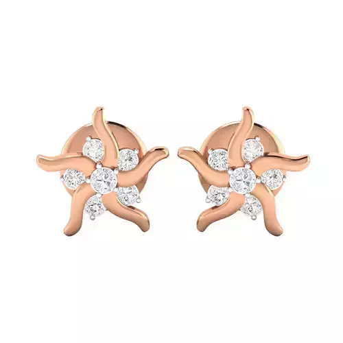 Flower High Jewelry Diamond Earrings 3dm stl renders details