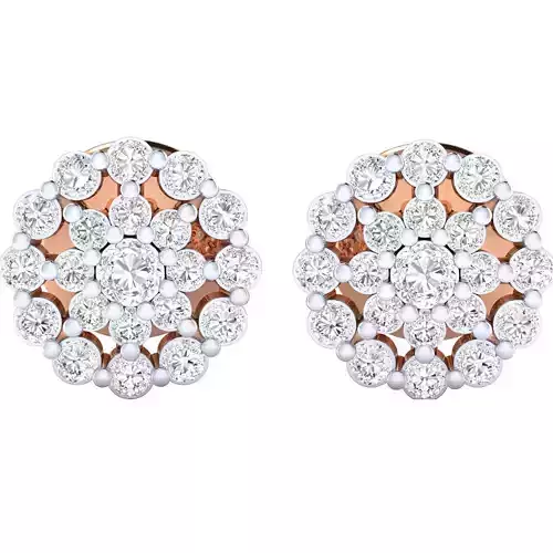 Flower High Jewelry Diamond Earrings 3dm stl renders details