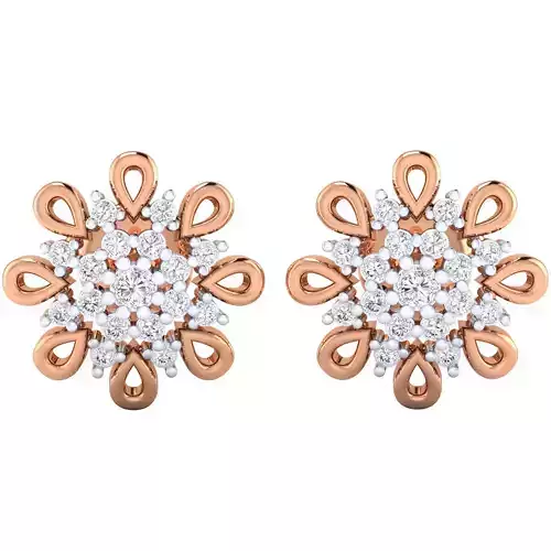 Flower High Jewelry Diamond Earrings 3dm stl renders details