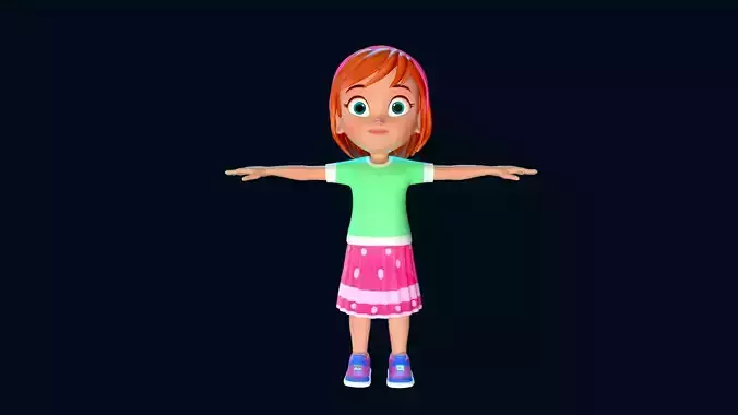 Cartoon Girl Rigged
