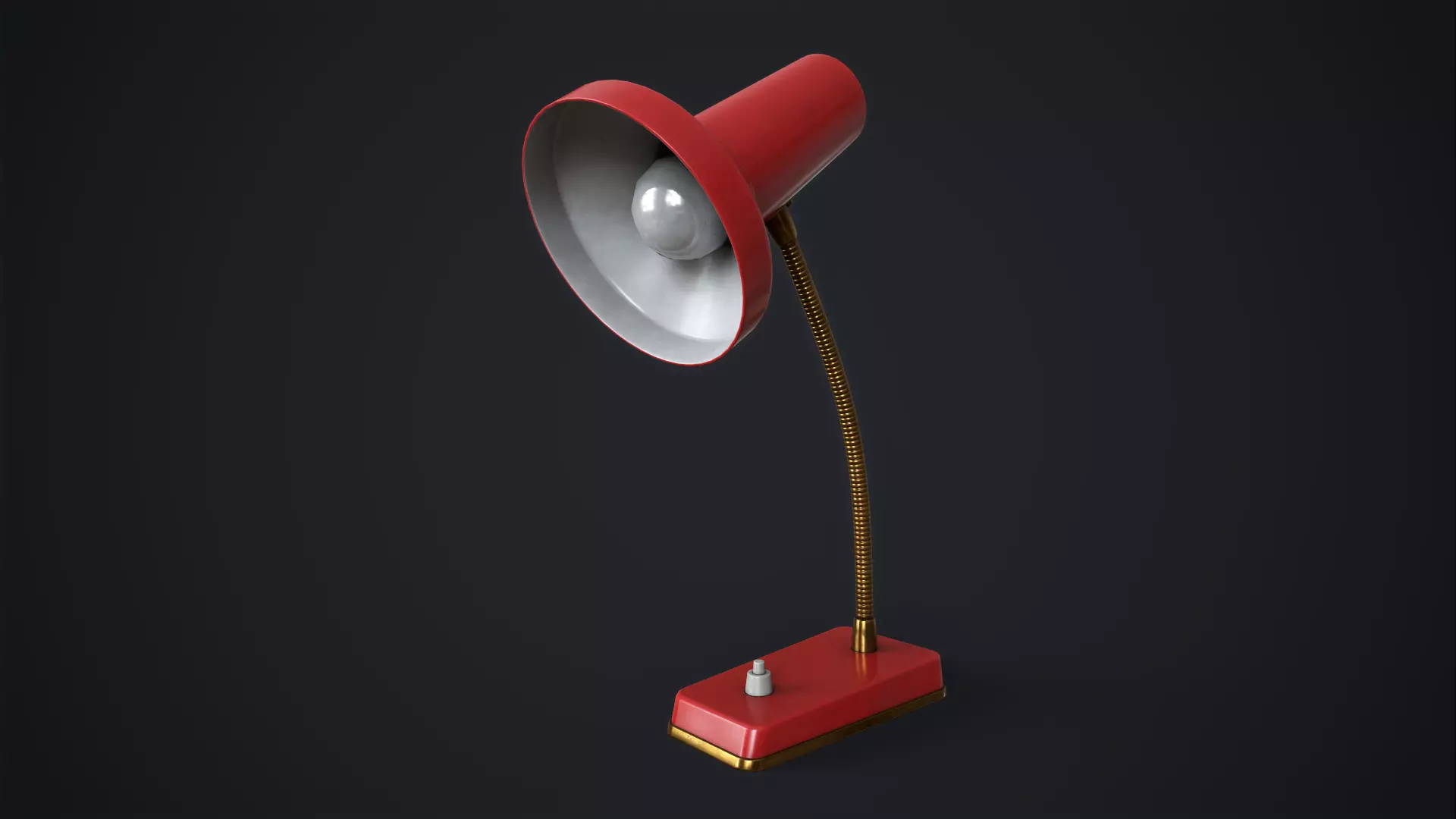 Retro table lamp Low-poly 3D model_0