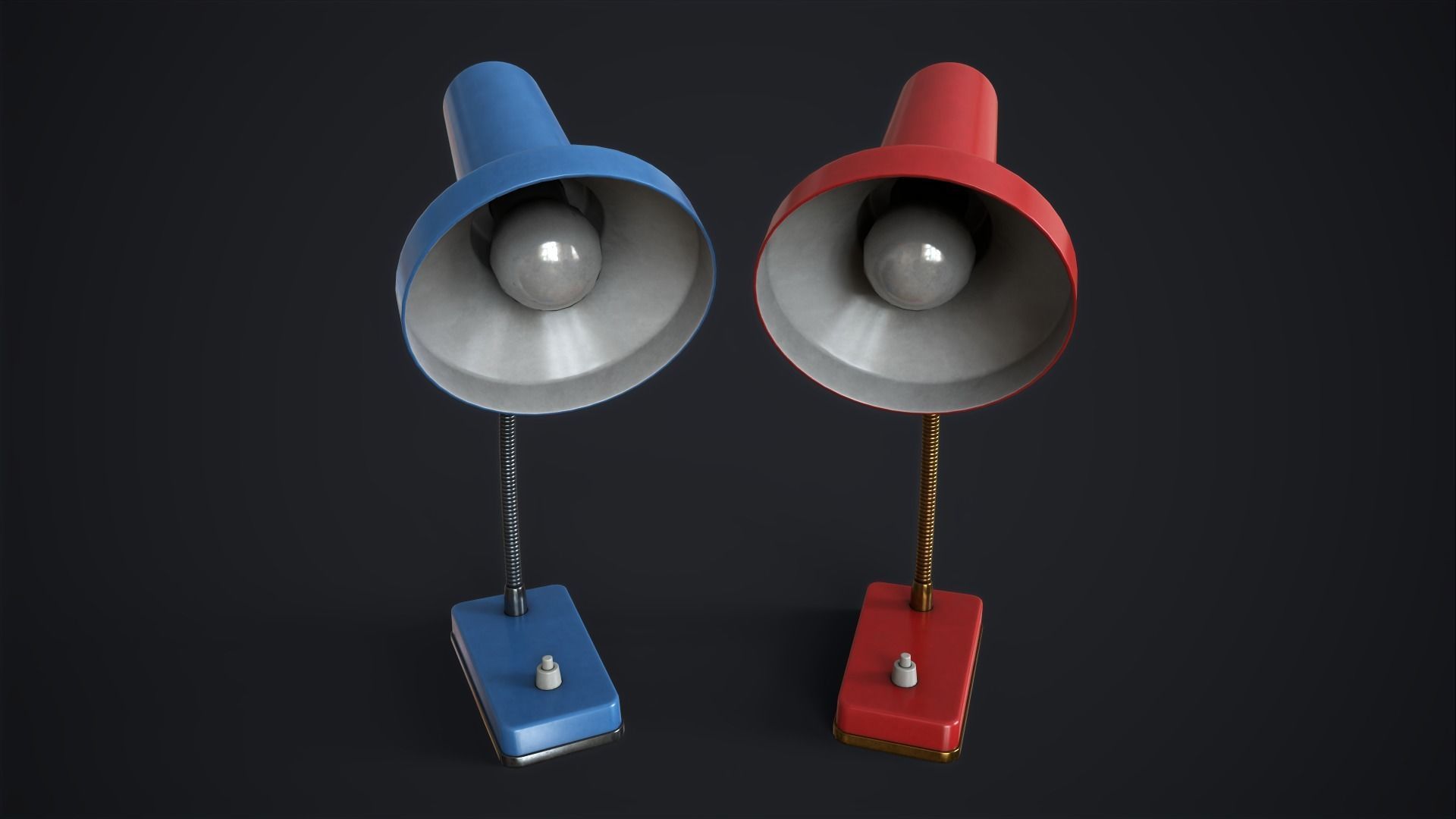 Retro table lamp Low-poly 3D model_1