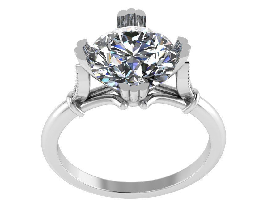 Round Diamond Ring 0909 3D print model_2