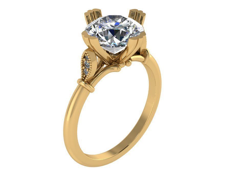 Round Diamond Ring 0909 3D print model_1