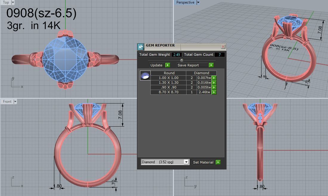 Round Diamond Ring 0909 3D print model_4