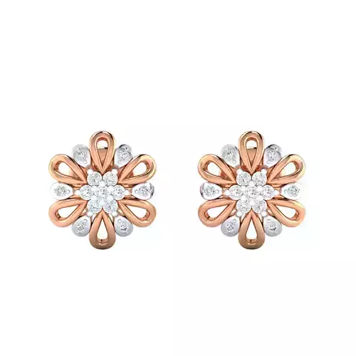 Flower High Jewelry Diamond Earrings 3dm stl renders details