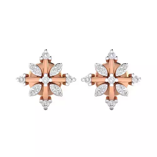 Flower High Jewelry Diamond Earrings 3dm stl renders details
