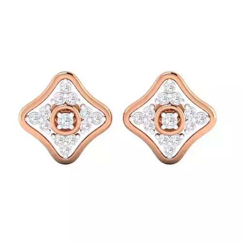 Flower High Jewelry Diamond Earrings 3dm stl renders details
