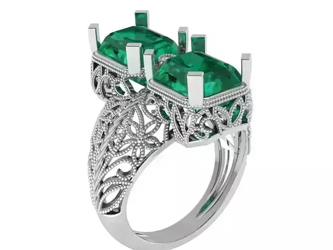 2 Stone Engraving Ring 0915 3D print model