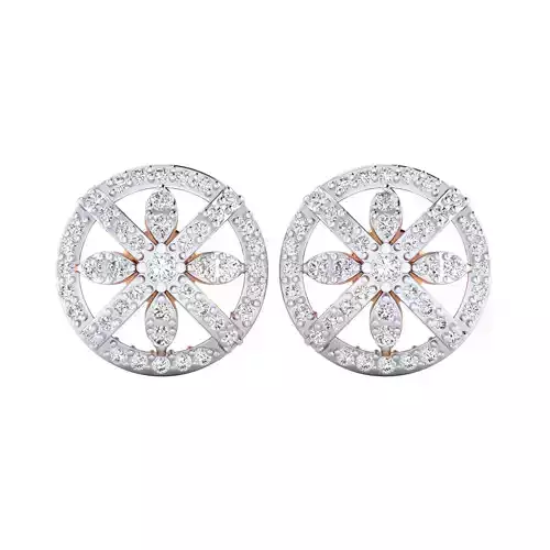 Flower High Jewelry Diamond Earrings 3dm stl renders details