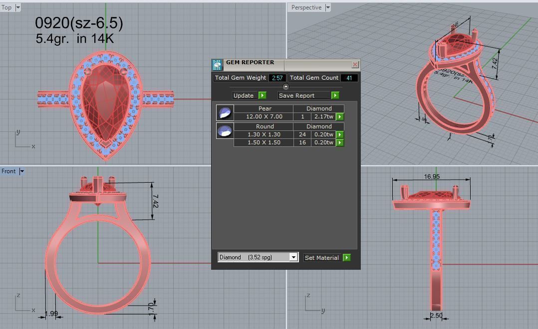 Pear Halo Ring 0920 3D print model_4