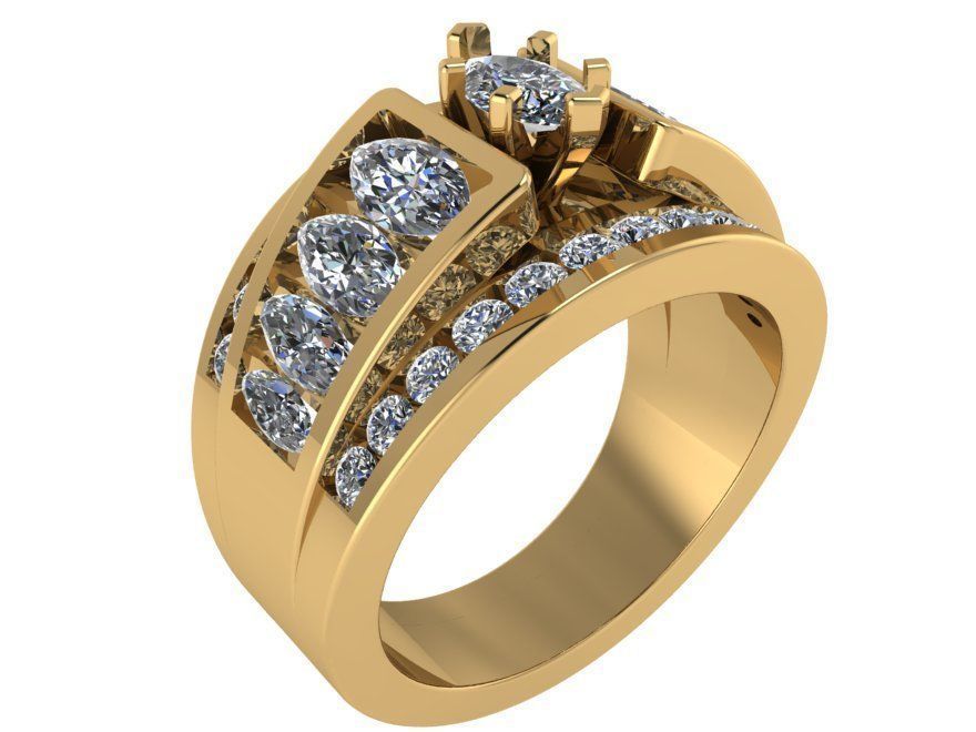 Marquise Diamond Ring 0923 3D print model_1