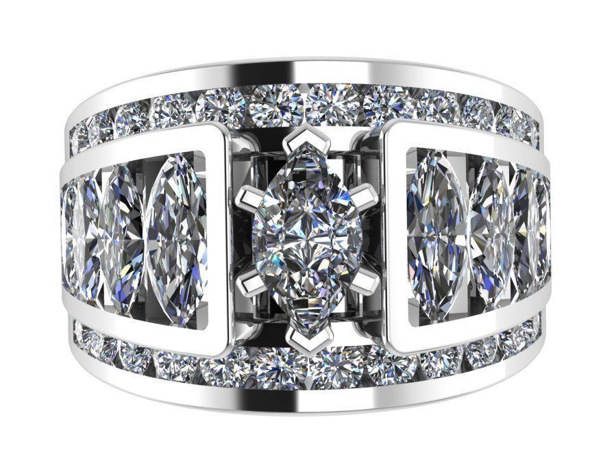 Marquise Diamond Ring 0923 3D print model_2