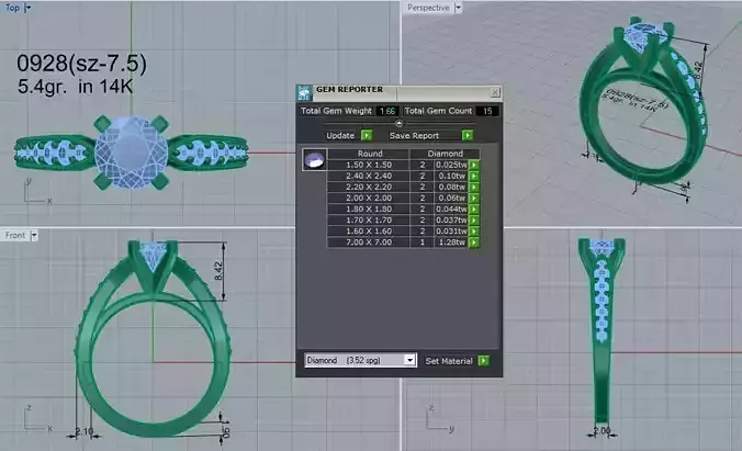 Diamond Peg Setting Ring 0928