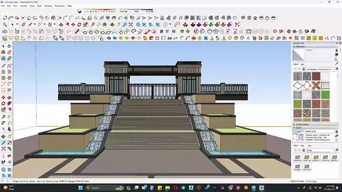 outdoor grand staircase with entrance gate