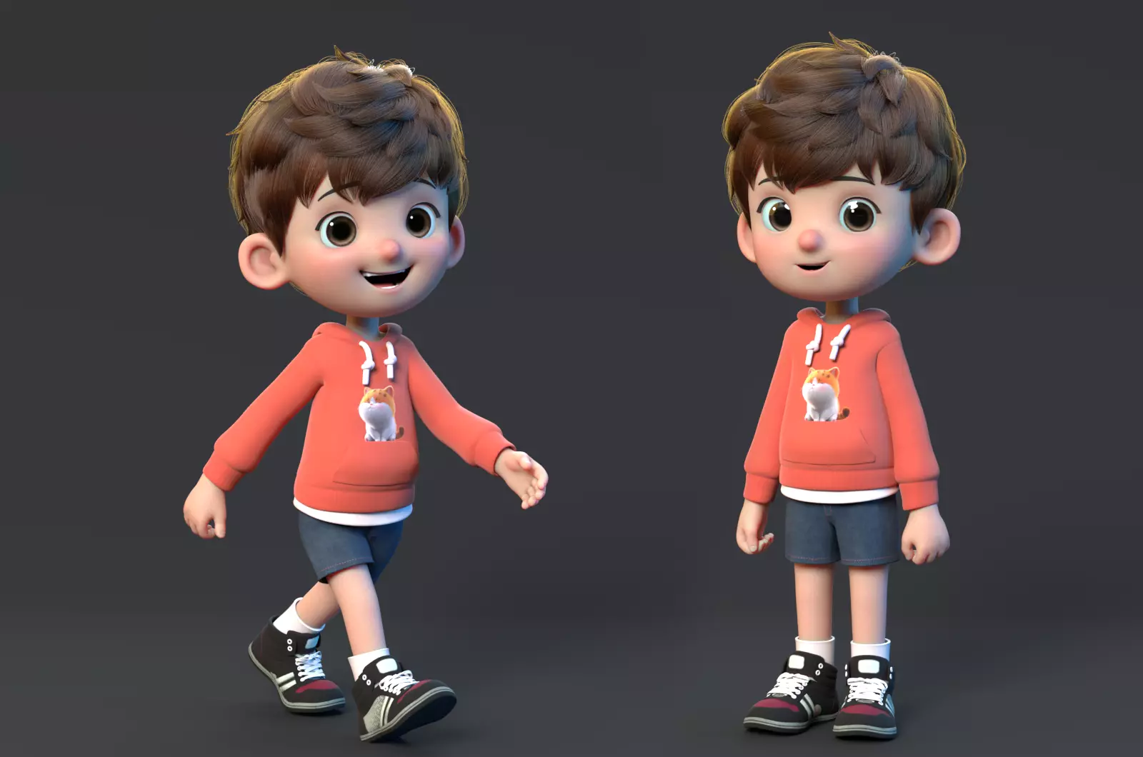 cute cartoon boy 3D model_0