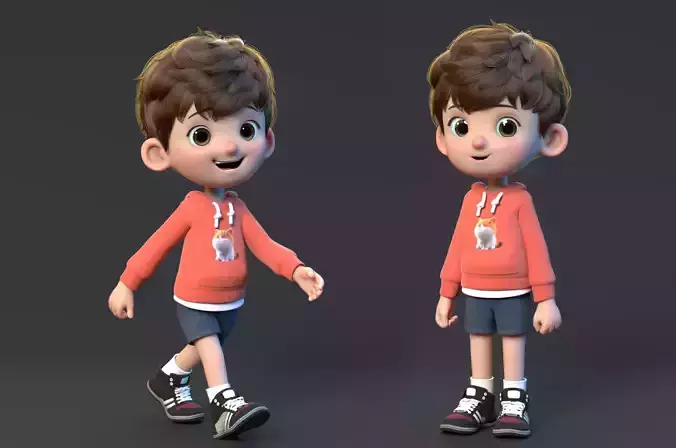 cute cartoon boy 3D model
