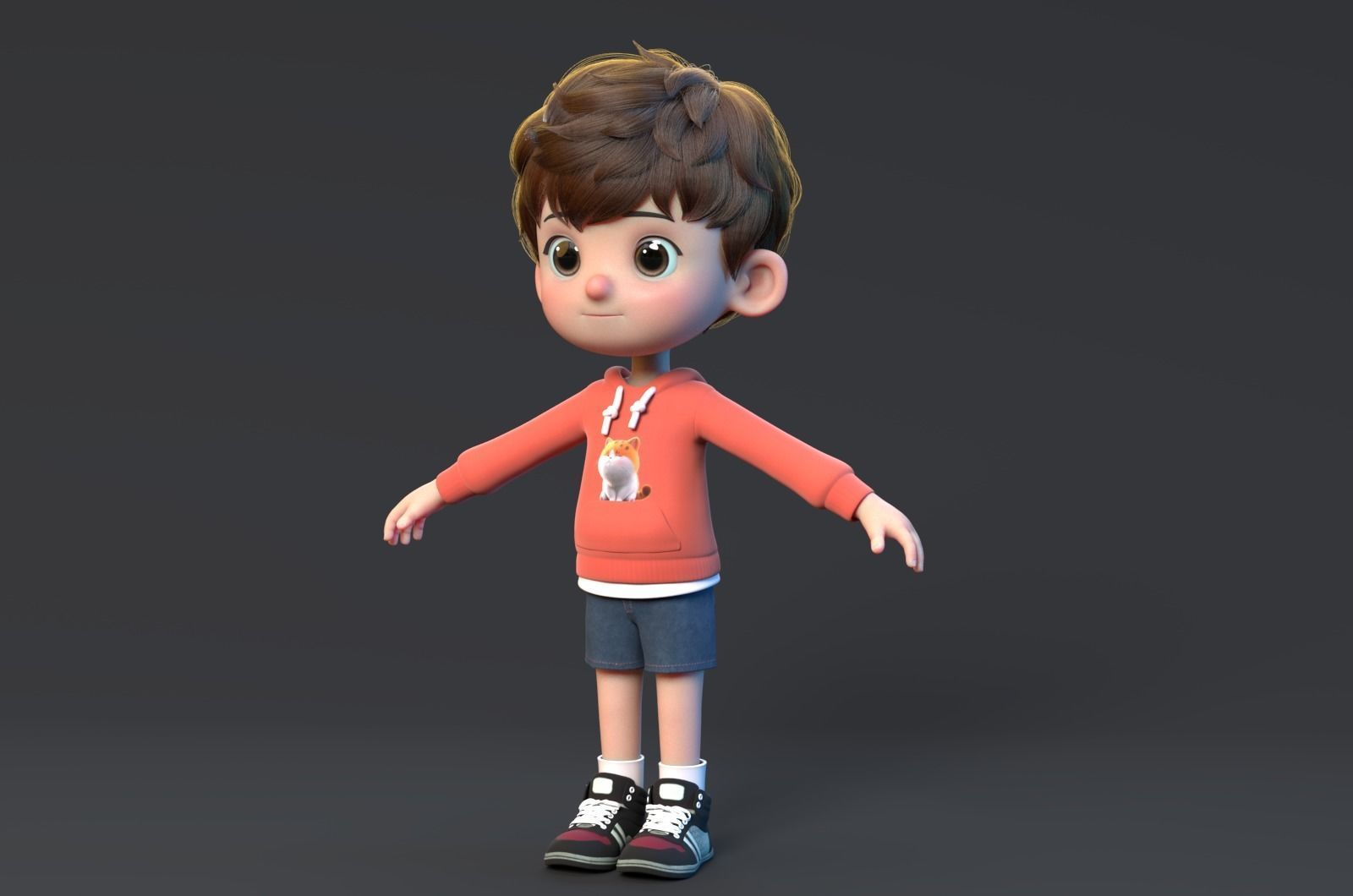 cute cartoon boy 3D model_4