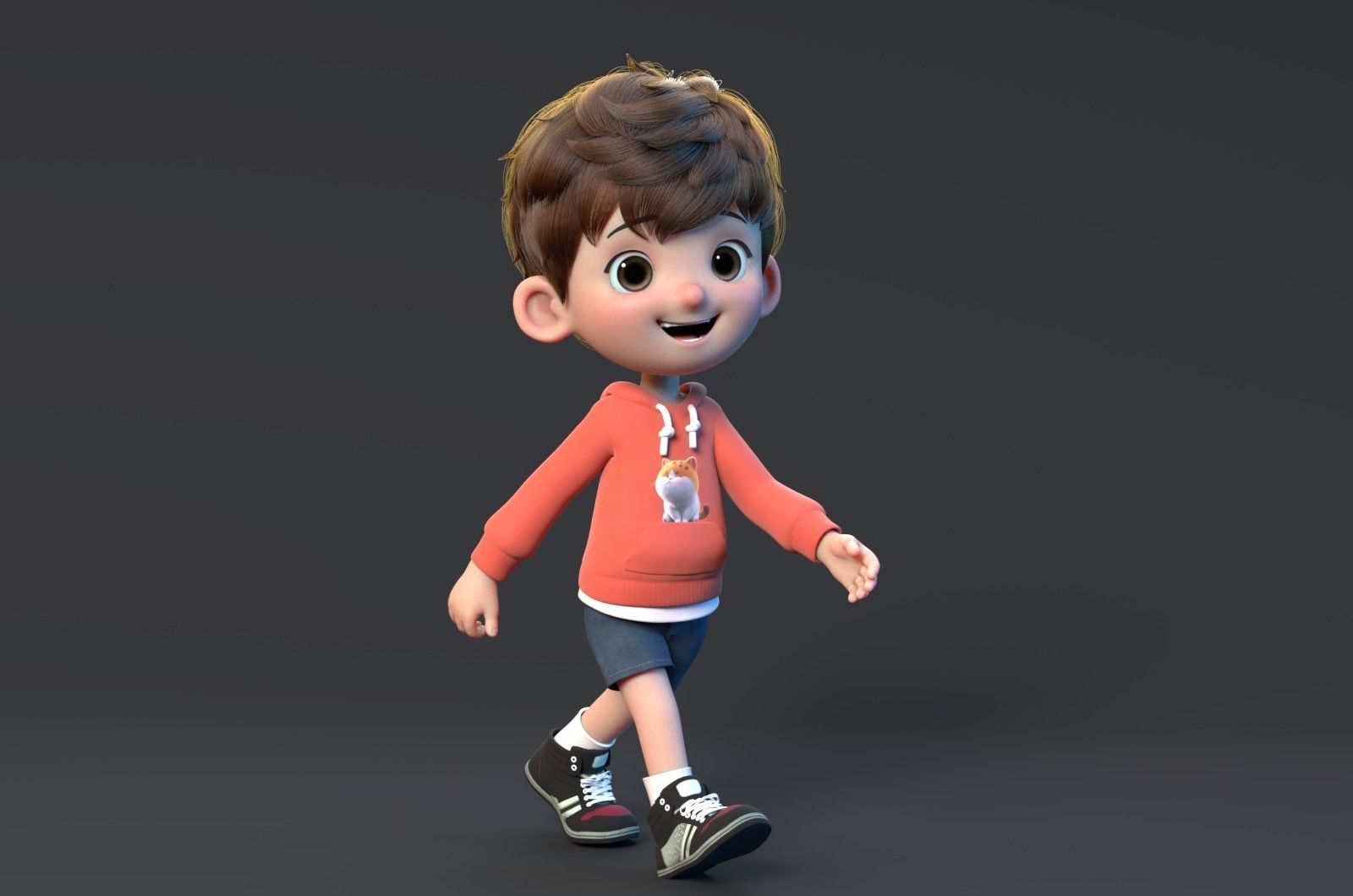 cute cartoon boy 3D model_2